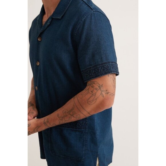 Marine Layer Indigo Archive Sawyer Camp Shirt Size Large 41223 - Picture 3 of 13